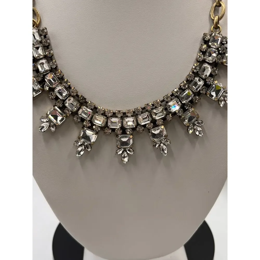 J. crew‎ Sparkling Rhinestone Fancy Bling Statement Gold Ox Necklace